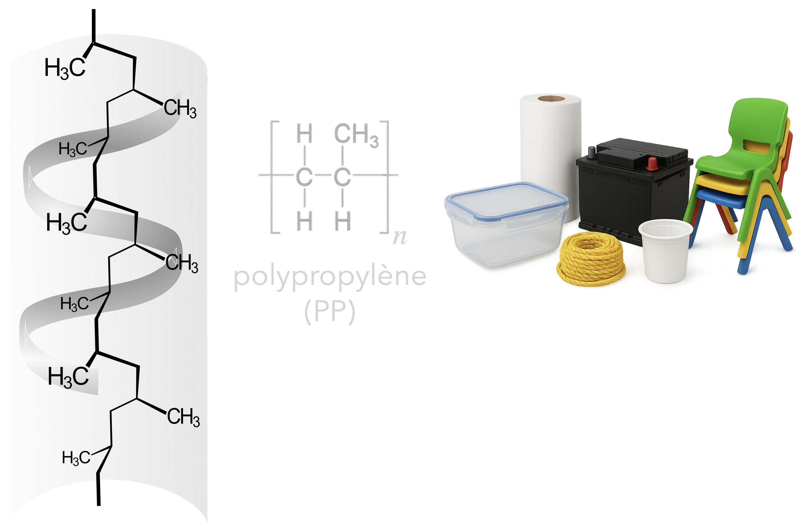 Objets en polypropylène et modèle de la chaîne
